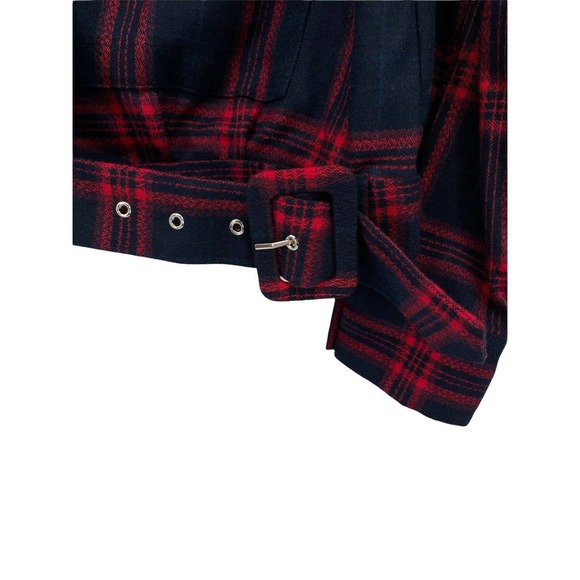 FRNCH Paris Coat Jacket With Buckle In Plaid Size Large - Picture 5 of 9